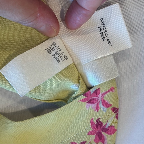 VINTAGE BARBARA LESSER 90s Y2K Sleeveless Rayon Green Floral Dress Made in USA M - Picture 5 of 12